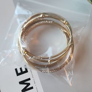 Anne Klein Gold Bangles with Crystals